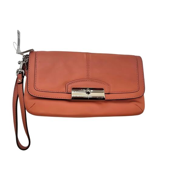NWT Coach Wrist Purse Wallet Clutch Coral with Defect - Picture 2 of 8